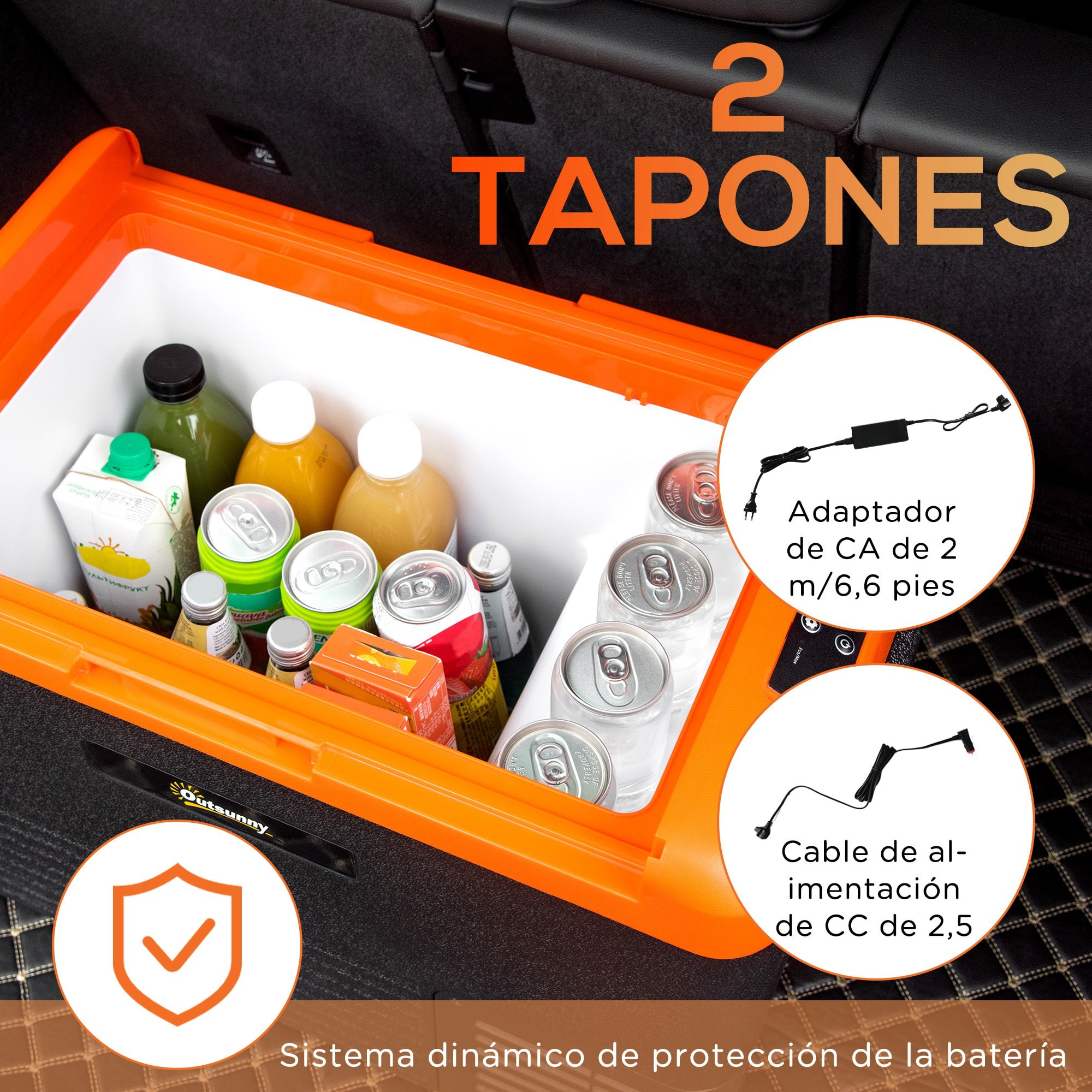 Outsunny Nevera Portátil Eléctrica 40L Refrigerador de Coche 12V/24V hasta -20℃ Mini Frigorífico con Compresor Pantalla LED Táctil para Hogar Camping Viajes Automóvil 58,7x36,5x43,8 cm Negro