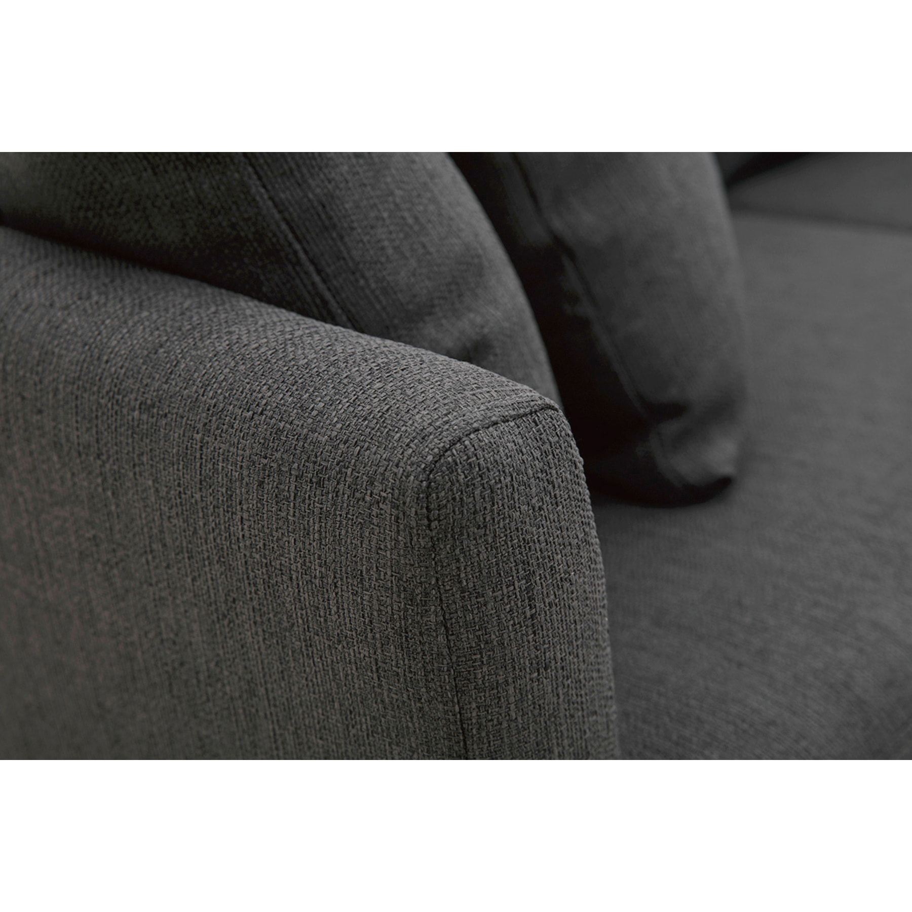 Canapé scandinave déhoussable 3 places en tissu gris foncé et bois clair OSLO