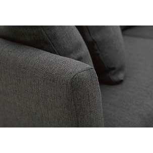 Canapé scandinave déhoussable 3 places en tissu gris foncé et bois clair OSLO