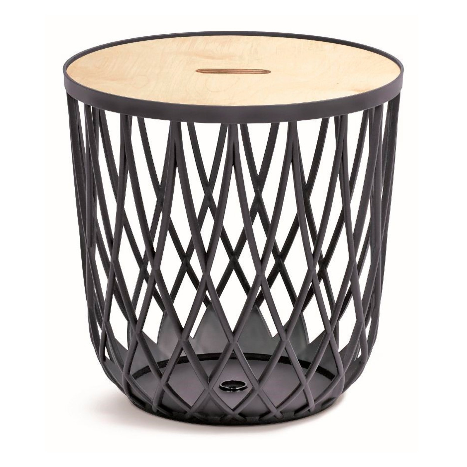 Cesta multifuncional 55l uniqubo de plastico en color antracita 44,7 (largo) x 44,7 (ancho) x 45 (alto) cm con tapa de madera