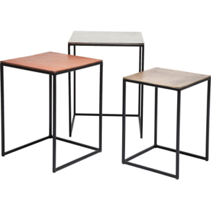 Tables d'appoint loft Square Vintage set de 3 Kare Design