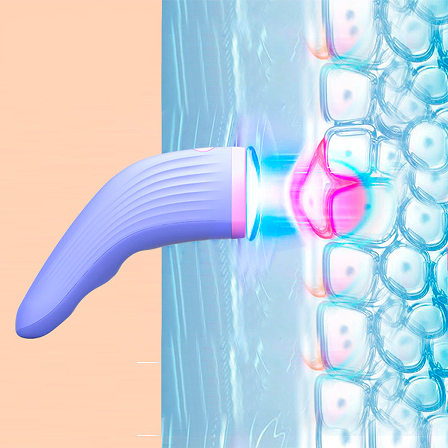 Lámpara portátil de luminoterapia con luz roja y azul.