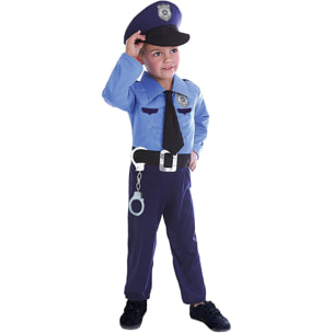 Costume Carnevale Travestimento Poliziotto Con Muscoli Bambino