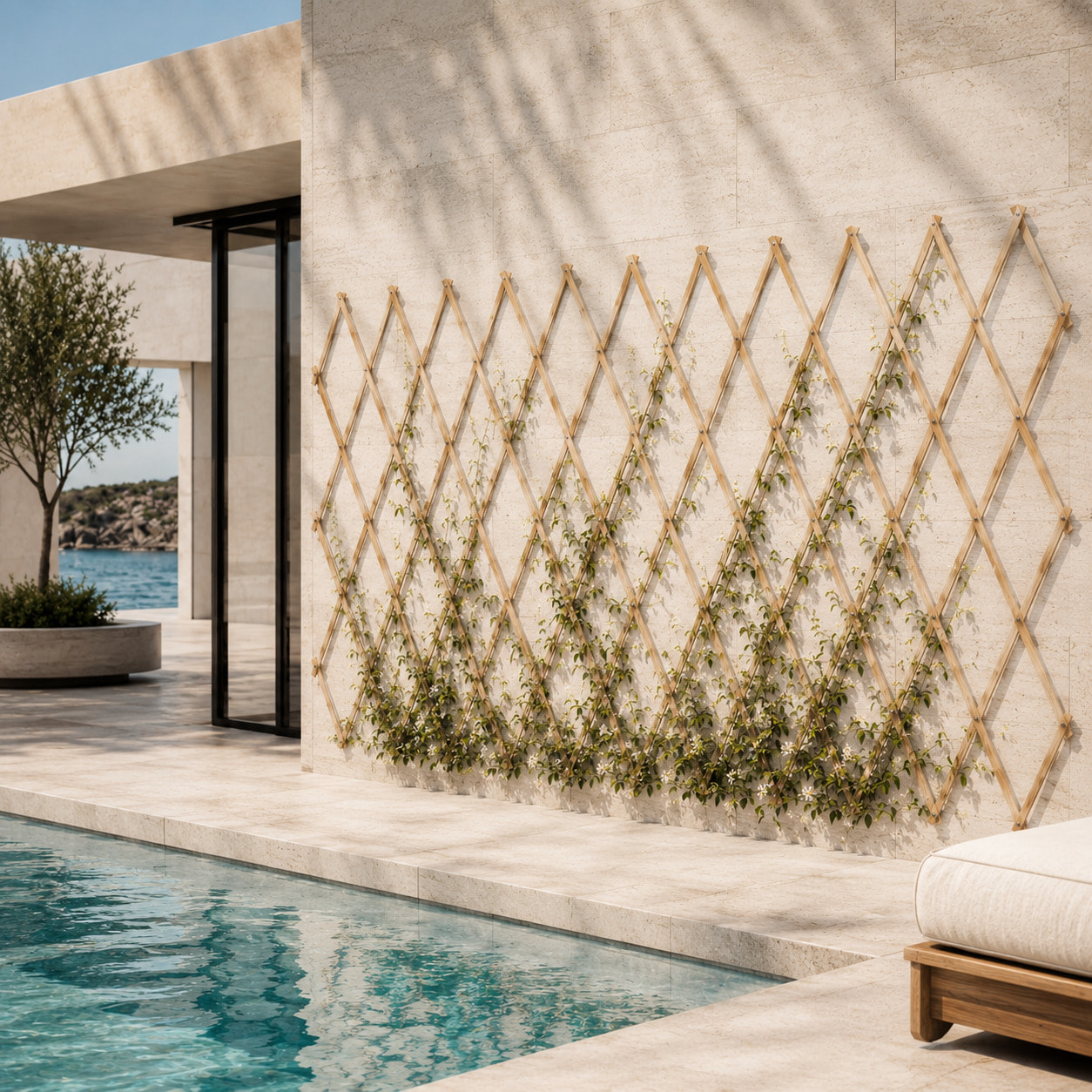 Traliccio Estensibile 100 x 200 Cm Grigliato Reticolato In Legno Naturale Sostegno A Muro Fiori Piante Rampicanti Balcone Giardino Terrazzo Esterno