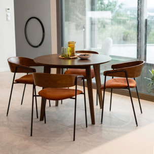 Lot de 2 chaises en velours terracotta et bois de noyer - Esmée