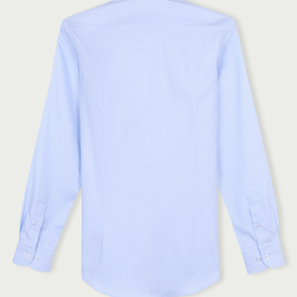 Camicia Uomo 1 Bottone Francese Slim Cotone Quadro Piccolo Celeste/Bianco