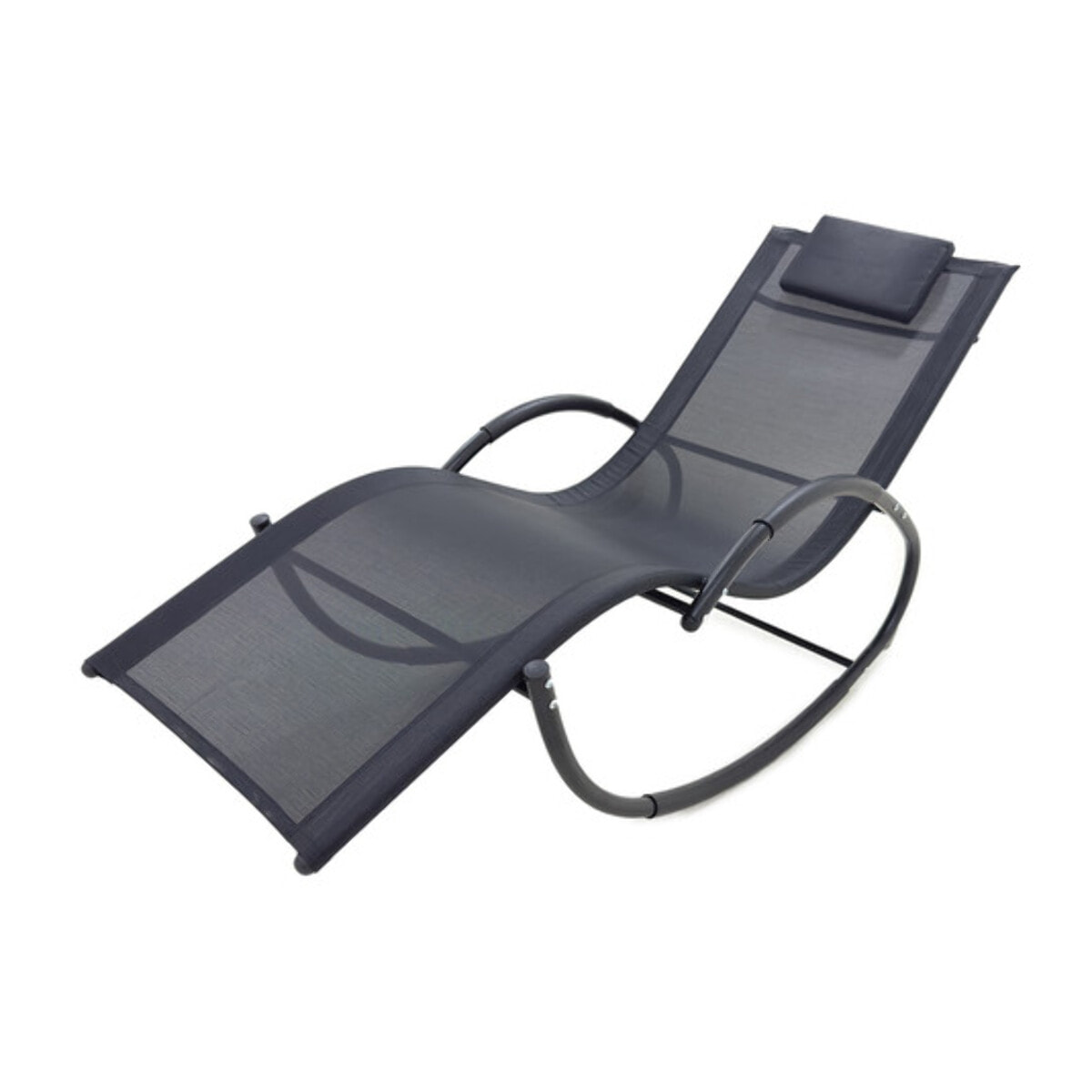 Sedia sdraio dondolo da giardino in acciaio con tessuto textilene e cuscino imbottito, reclinabile e confortevole, resistente agli agenti atmosferici, ideale per relax su balcone terrazzo e giardino, stabile e durevole