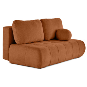 Bowie - canapé 3 places convertible coffre + coussin rond inclus en tissu texturé - Terracotta