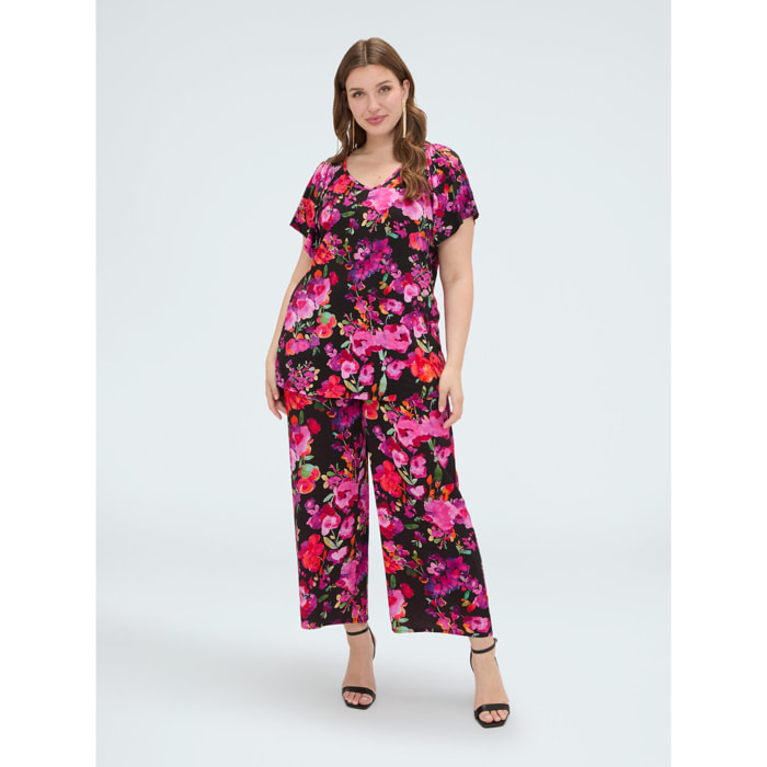 Fiorella Rubino - Camiseta de jersey de viscosa con estampado - Negro