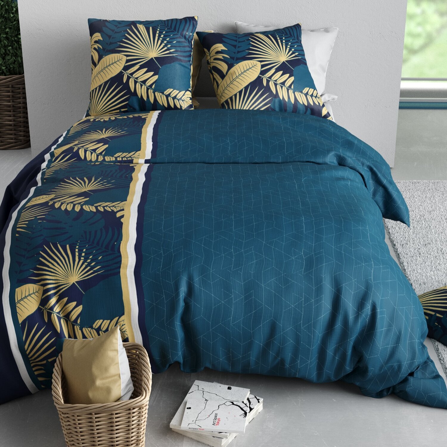 Parure housse de couette imprimé 100% coton - tropeal