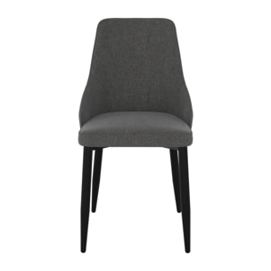 Lot de 2 chaises en tissu gris foncé et pieds en métal - Pipo