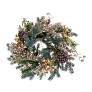 Corona con abete ilex e pigne - Pezzi 1 - ORO - Bianchi Dino SpA