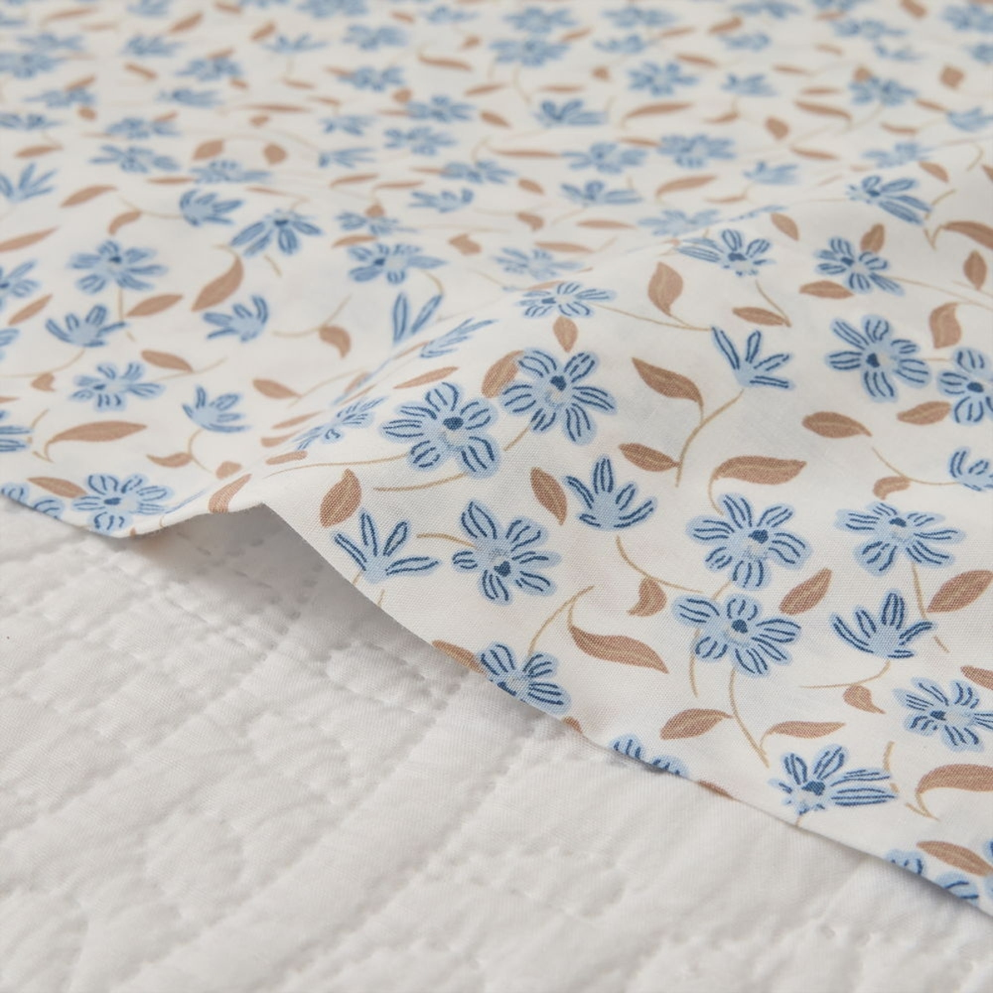 Sábana de algodón 180 hilos flores Resplena color azul 100% Algodón percal