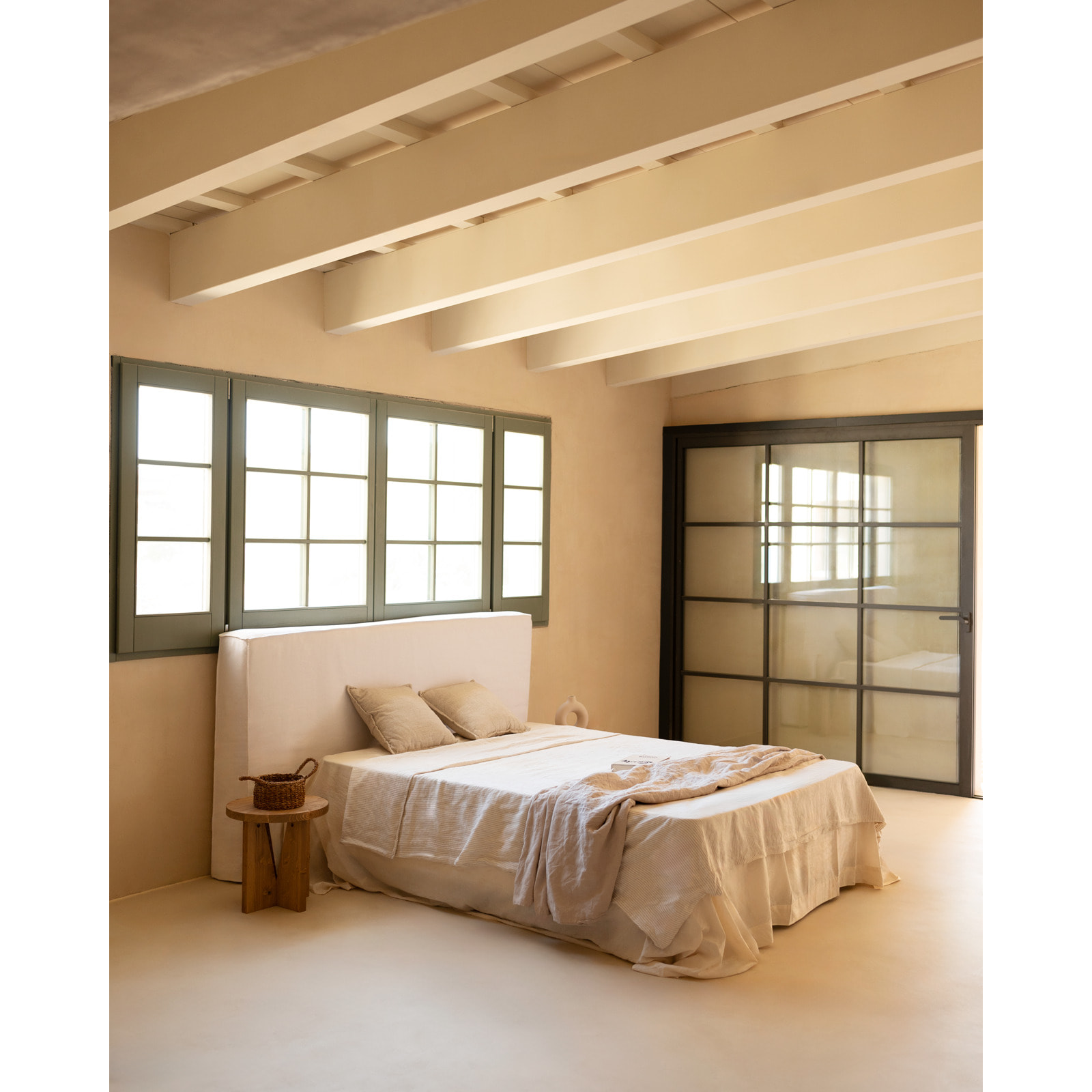 Cabecero tapizado desenfundable de lino blanco en varias medidas