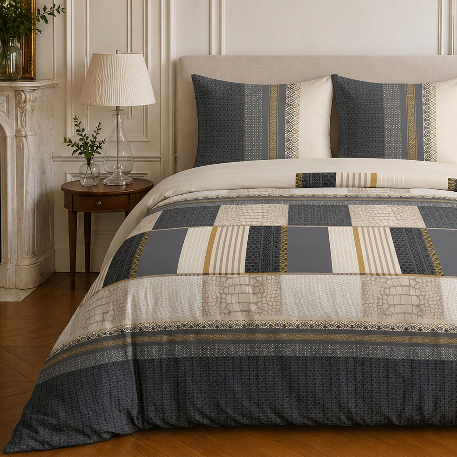Parure housse de couette 100% coton motif géométrique - HELENE