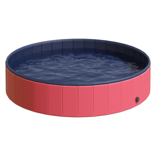 Piscina Plegable de PVC Madera 160x30cm Rojo y Azul