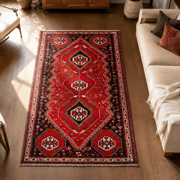 Tapis d'orient au motif oriental, noué à la main en laine