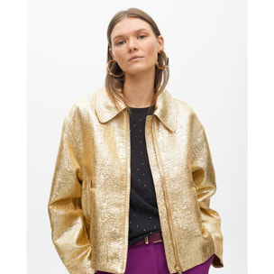 Bomber dorato effetto craquelé