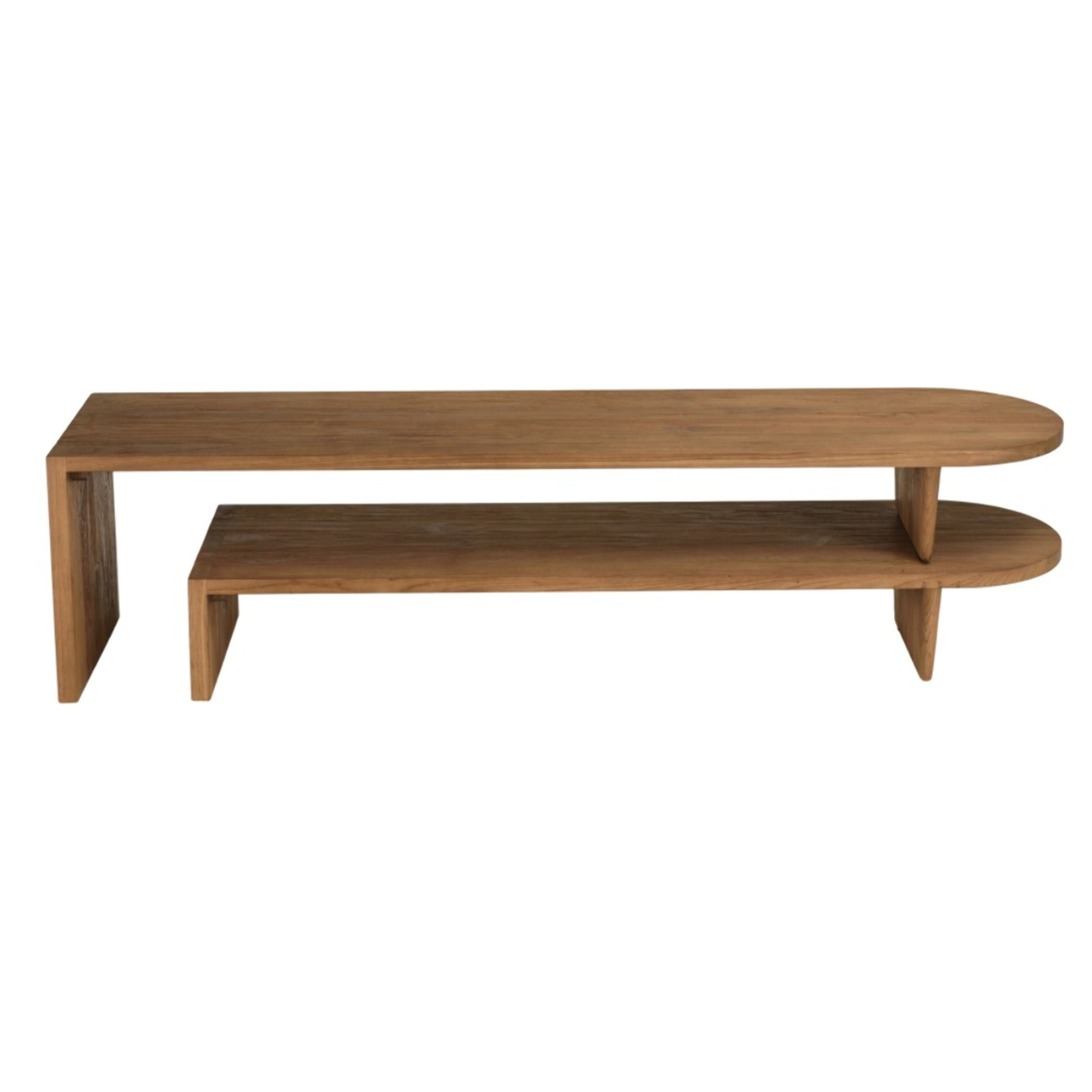 SIXTINE - Meuble TV modulable 160x40cm en bois de teck recyclé naturel