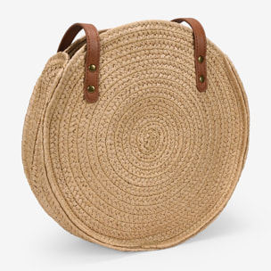 Bolso de rafia redondo tostado