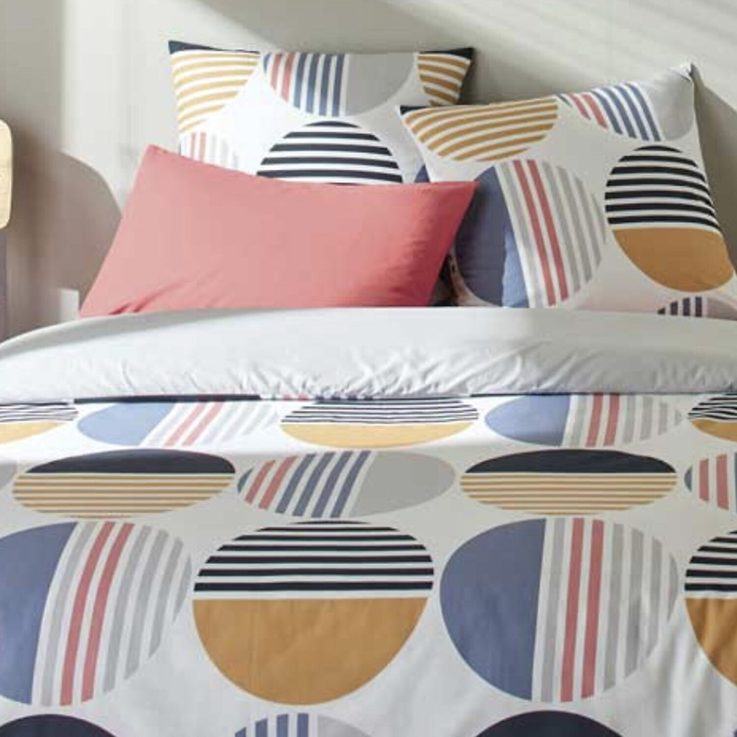 Parure housse de couette liviau tea rose + 2 taies d'oreillers
