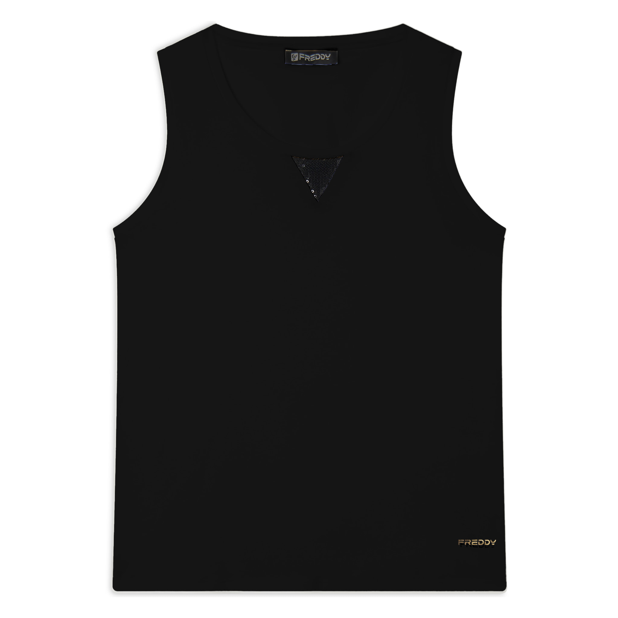 Canotta regular fit in jersey con inserto paillettes