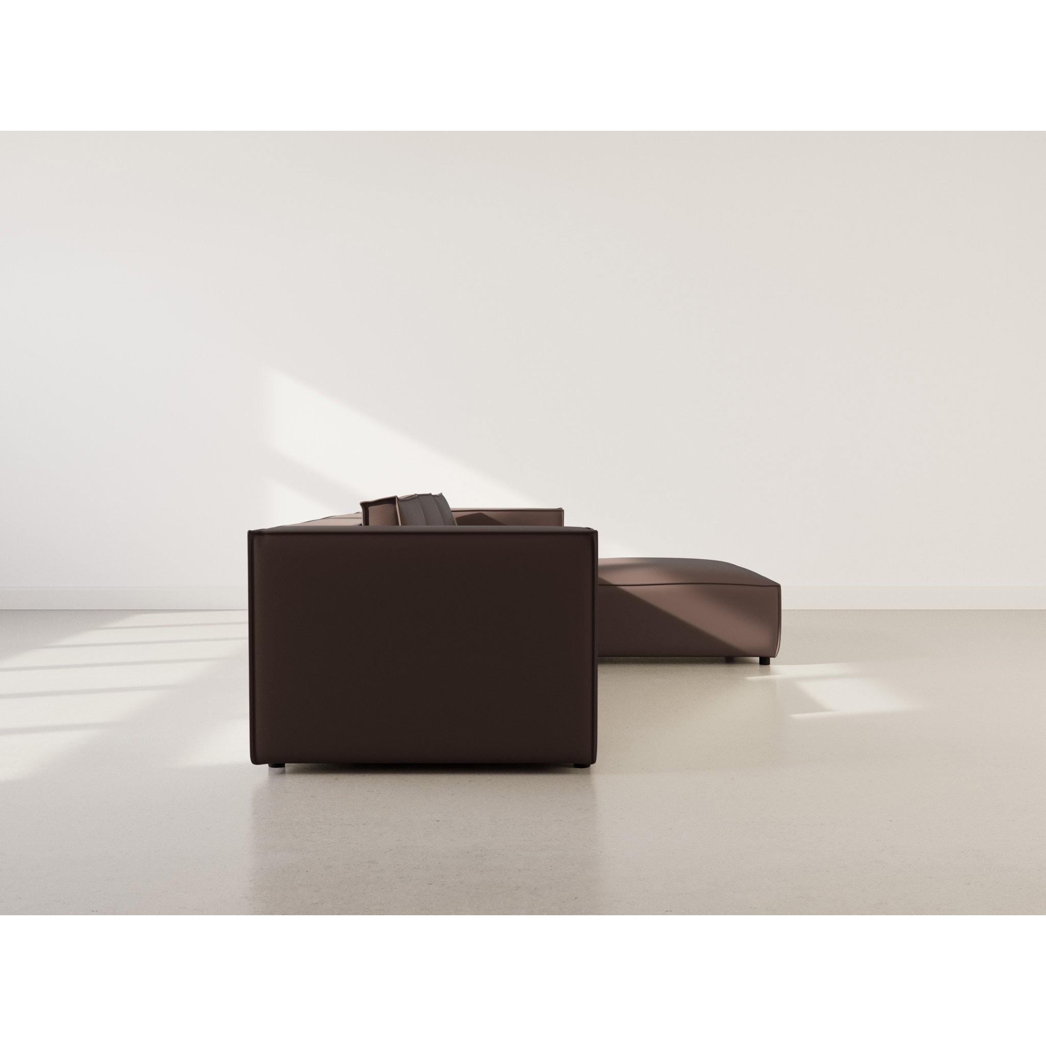 Stella - canapé d'angle droit 4 places en simili - Marron