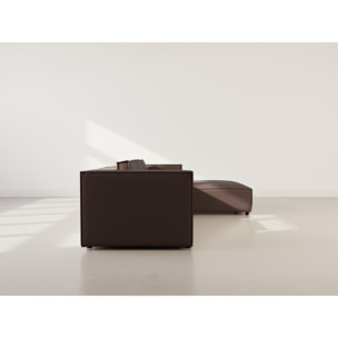 Stella - canapé d'angle droit 4 places en simili - Marron