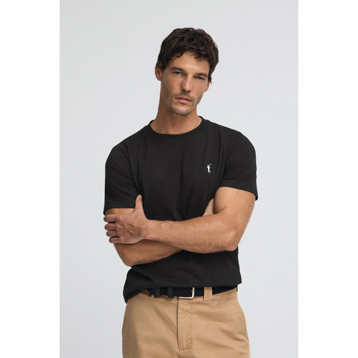 Camiseta negra con cuello redondo y bordado Rigby Go