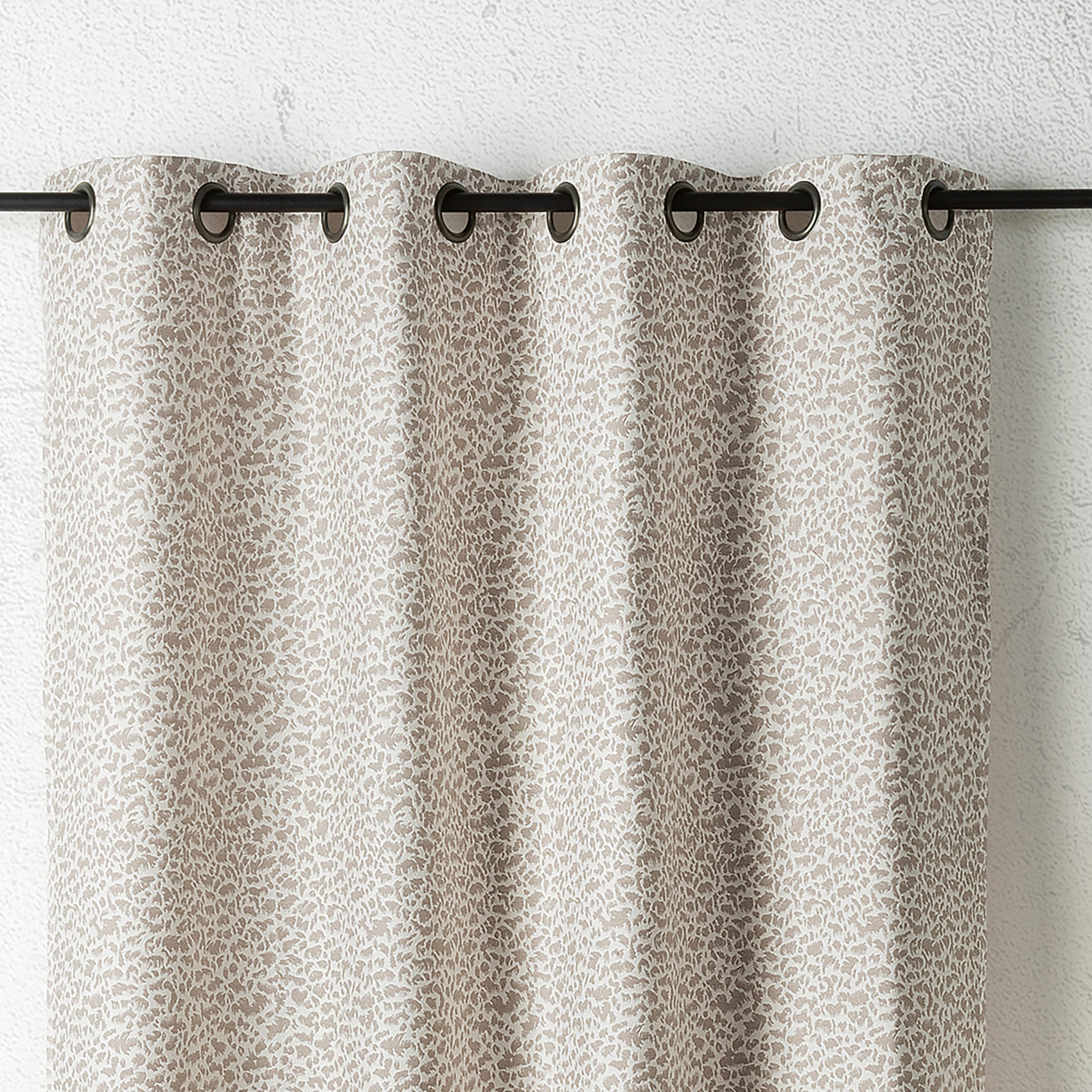 Rideau jacquard abstrait texturé à oeillets - Beige