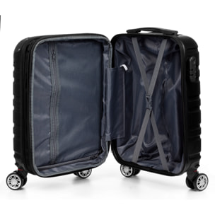 Juego de 2 maletas Trolley extensibles, en material ligero ABS de alta resistencia con esquinas reforzadas. Cerradura numérica, 4 ruedas dobles giratorias 360° y extraíbles.