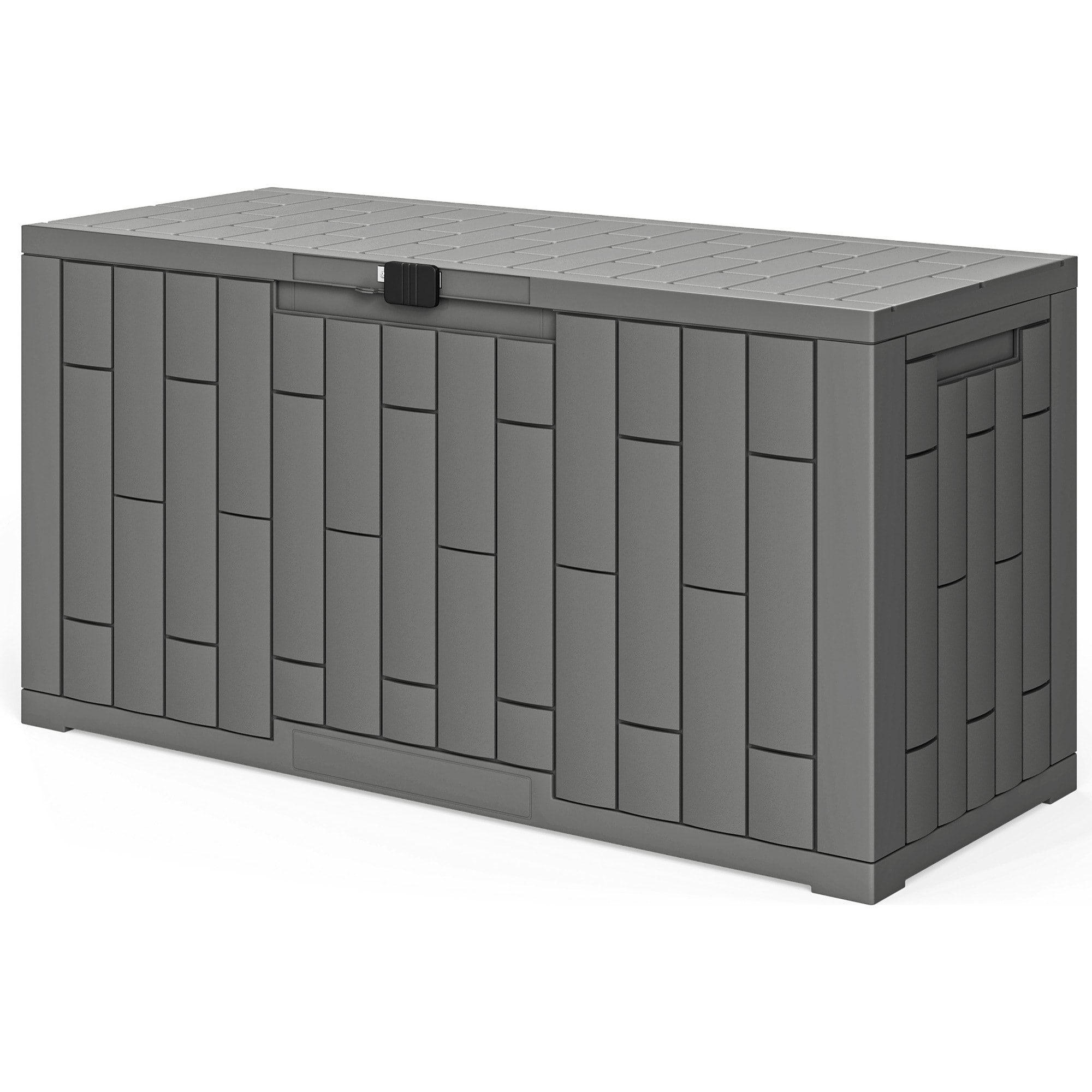 Coffre de jardin 227L verrouillable PP aspect bois gris