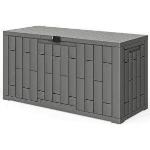 Coffre de jardin 227L verrouillable PP aspect bois gris