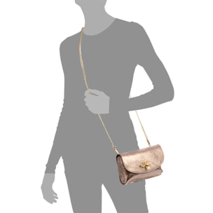 Aquilonia bolso de mano mujer. Piel auténtica acabado Gamuza lacada.