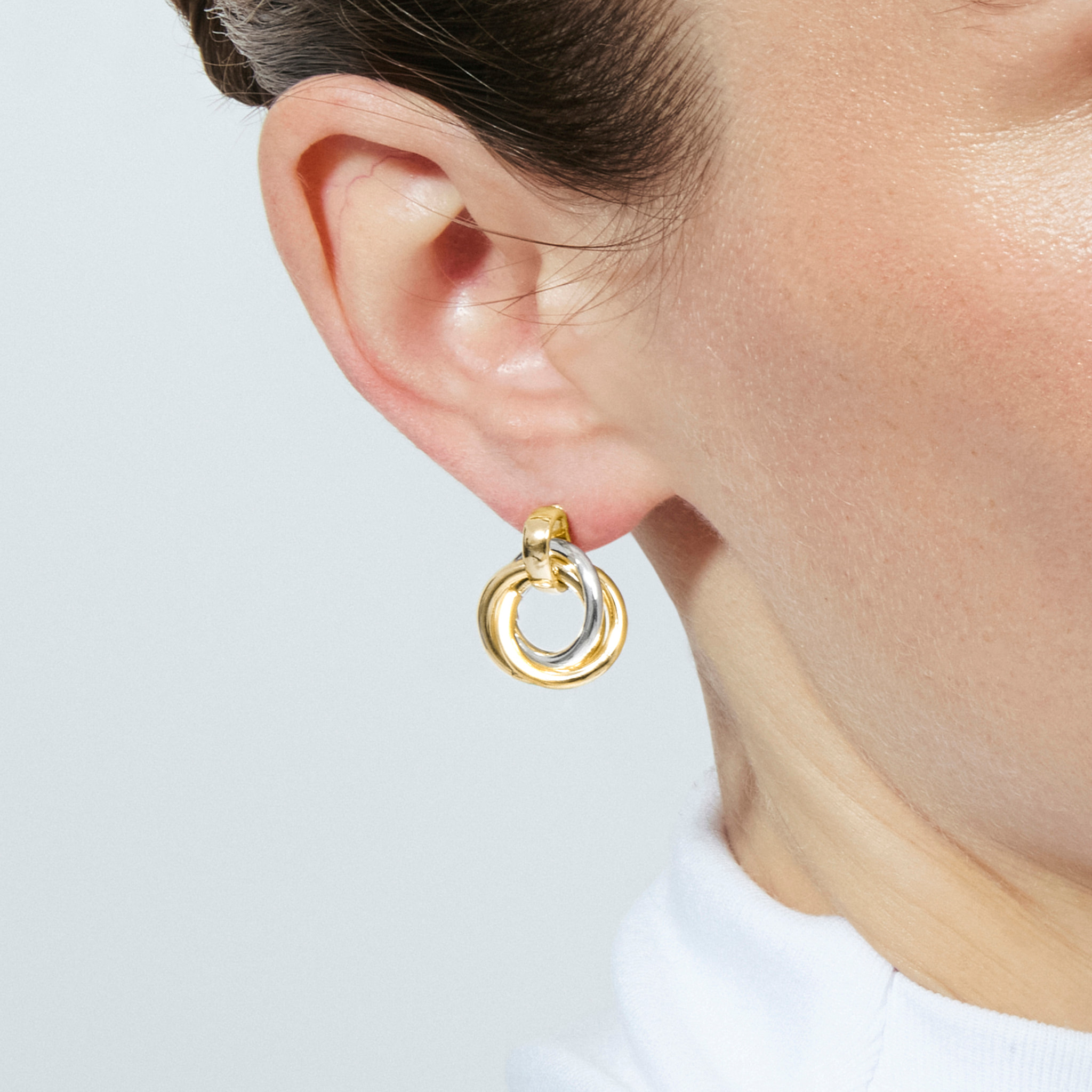 Pendientes Uhuil acabado plata y oro amarillo 18k