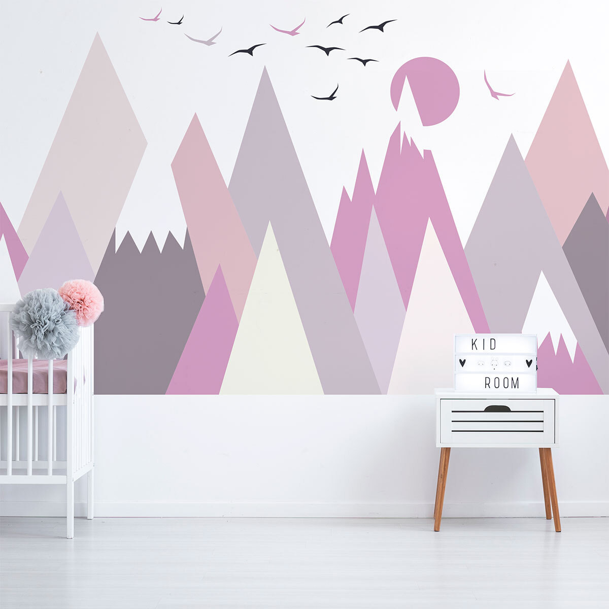 Stickers muraux enfants - Décoration chambre bébé - Autocollant Sticker mural géant enfant montagnes scandinaves LARINKA