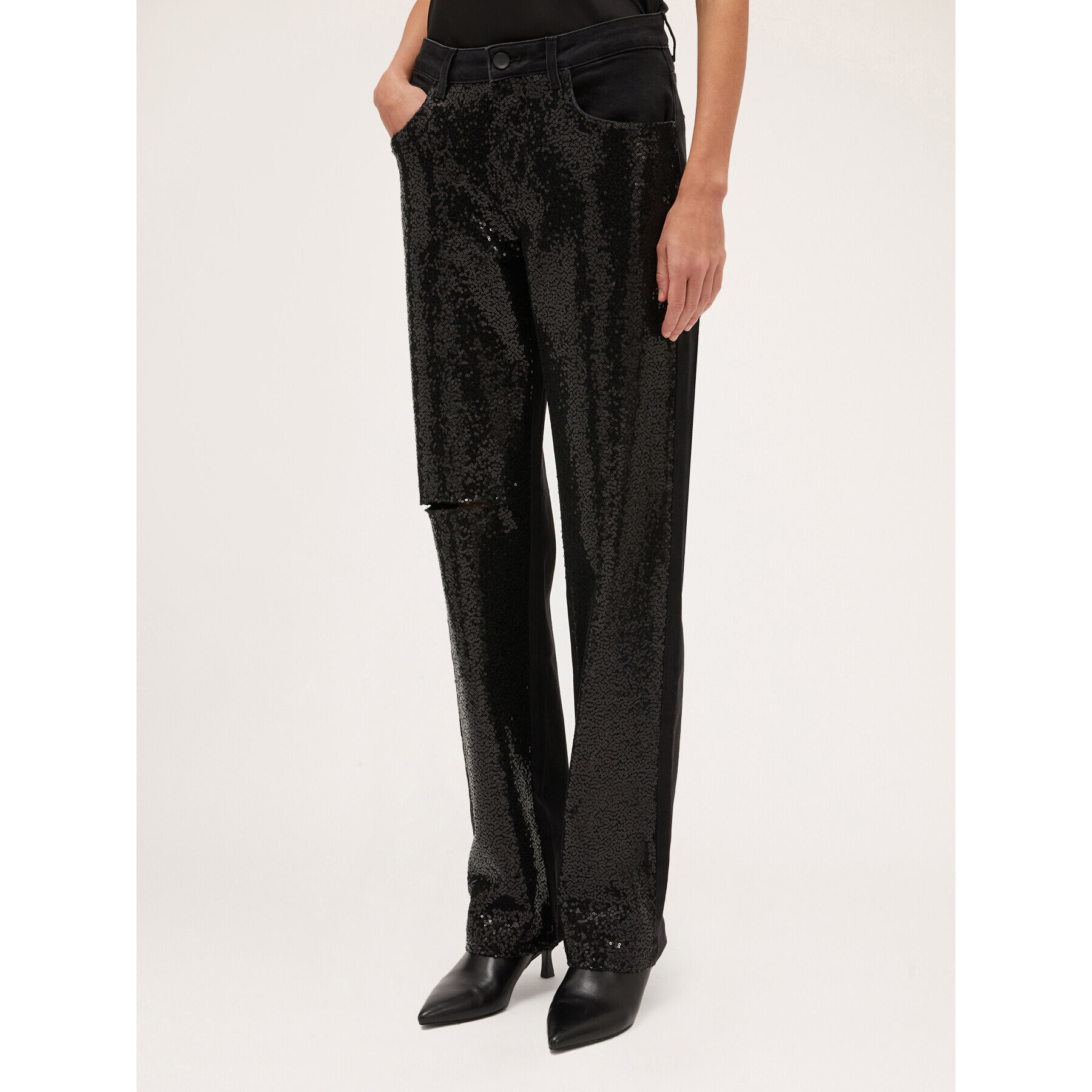 Motivi - Jeans wide full paillettes - Nero