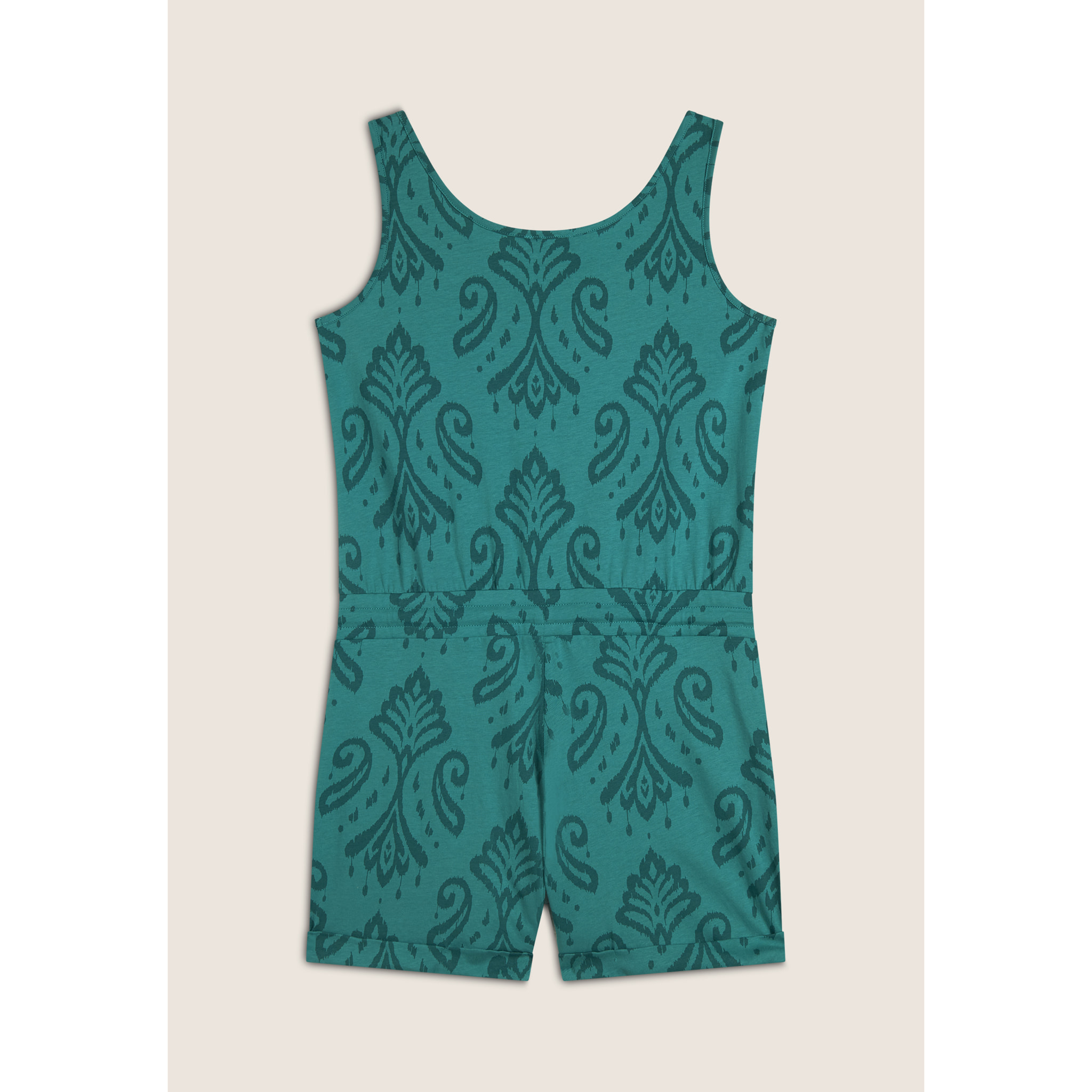 Tuta corta floreale in jersey con top a canotta