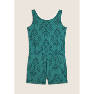 Tuta corta floreale in jersey con top a canotta