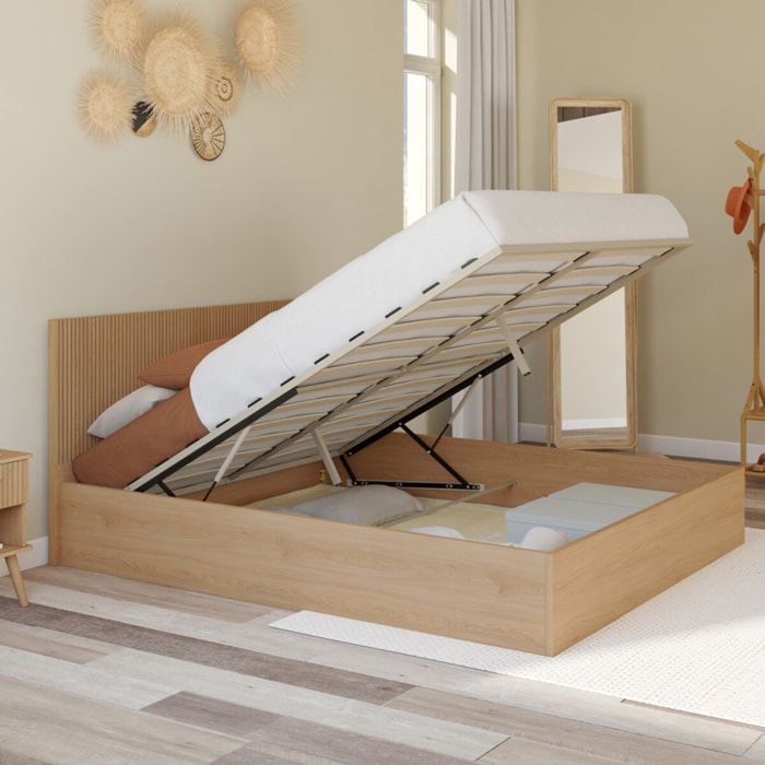 Lit coffre Faustine 160x200cm tête de lit lattes