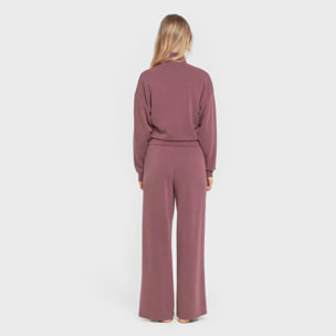 Felpa a collo alto in stile modal da donna melanzana