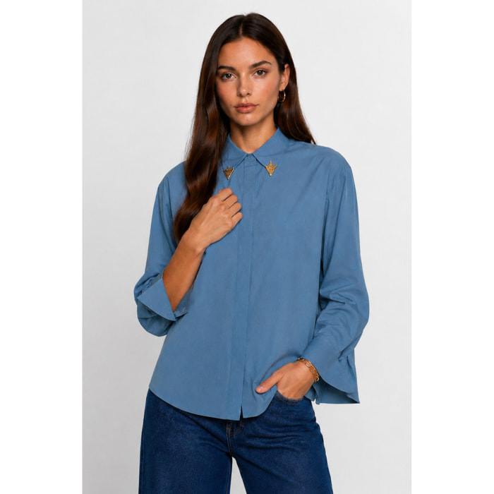 Kocca - Camicia da donna in lyocell e cotone con colletto decorato Donna