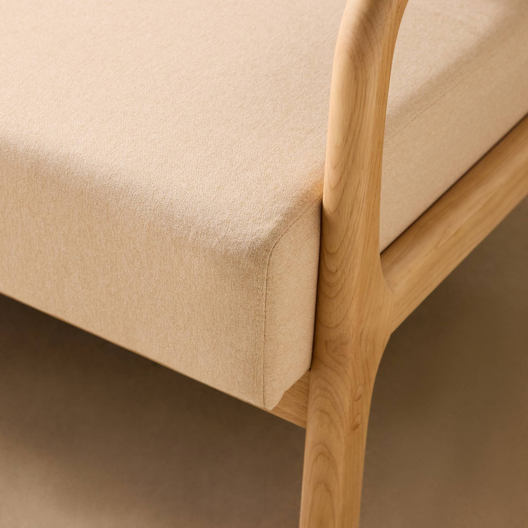 Banquette scandinave 2 places bois et tissu LORENS