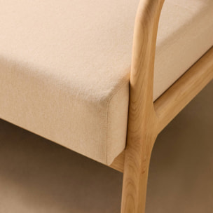 Banquette scandinave 2 places bois et tissu LORENS