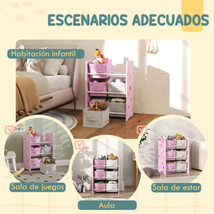 Estantería Infantil para Niños de +3 Años Estantería para Juguetes con 6 Cajas de Tela no Tejida Extraíbles Organizador de Juguetes para Dormitorio Guardería 43x30x60 cm Rosa