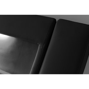 Cadre de lit avec LED 140 x 190 cm en PU noir JULIA