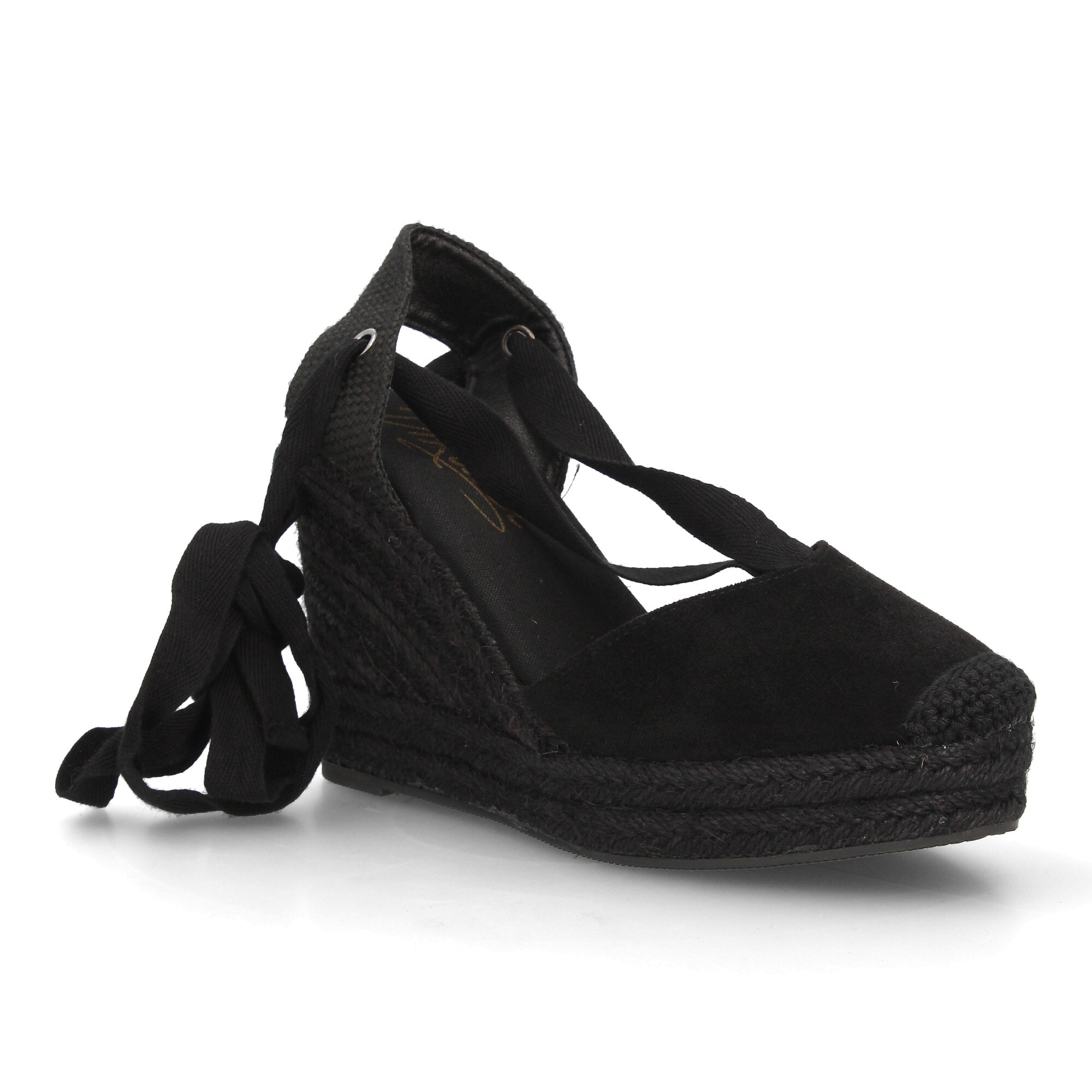 Alpargata de cuña alta de esparto con cintas