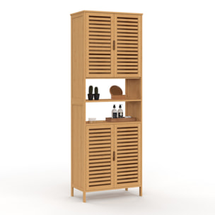 Armoire salle de bain Maya bambou 4 portes
