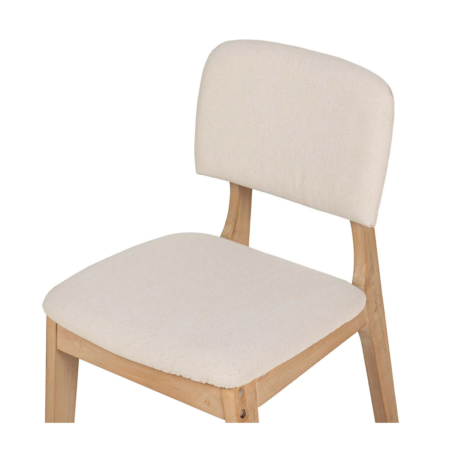 Silla Madera De Caucho Lino Beige 47x43x81 Cm