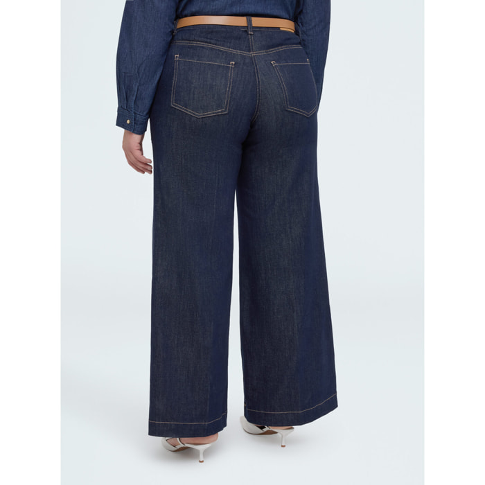 Fiorella Rubino - Jeans Wide Leg con cintura rimovibile - Blu